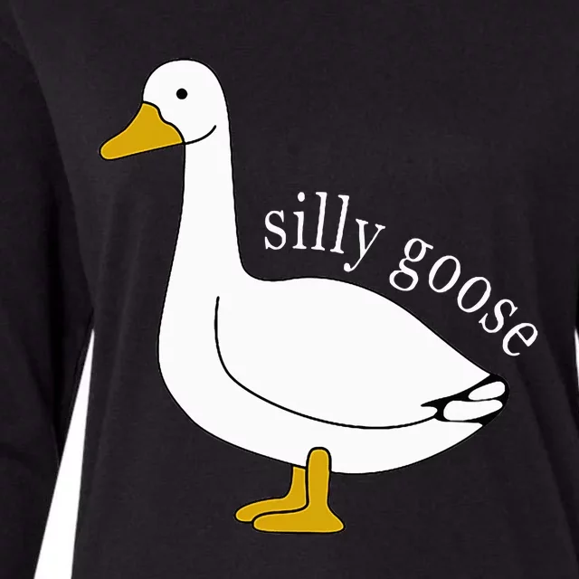 Funny Silly Goose Meme Cute Goose Aesthetic Trendy Womens Cotton Relaxed Long Sleeve T-Shirt