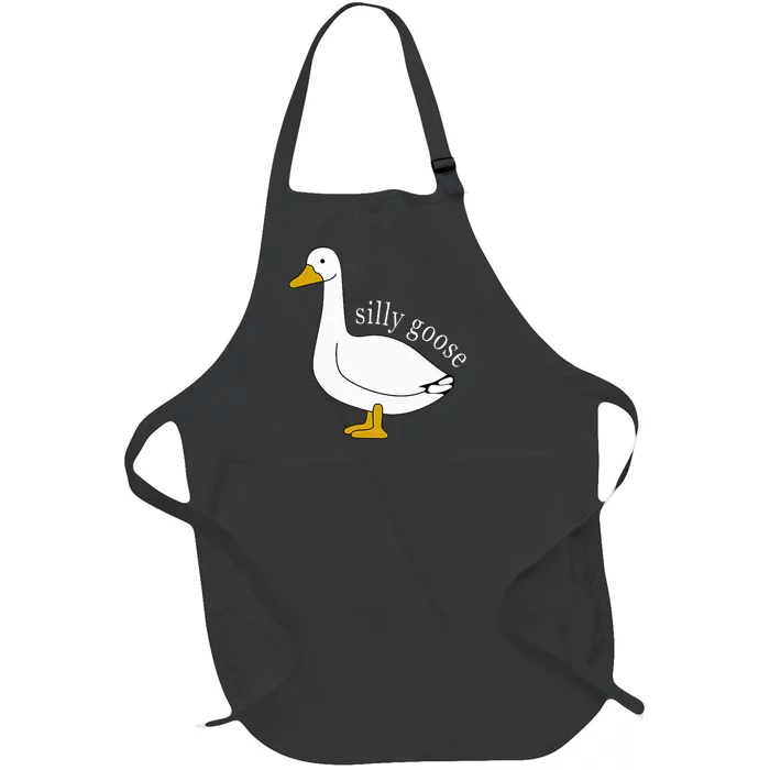 Funny Silly Goose Meme Cute Goose Aesthetic Trendy Full-Length Apron With Pocket