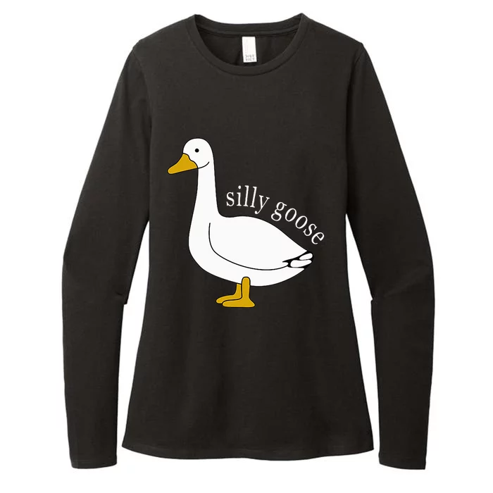 Funny Silly Goose Meme Cute Goose Aesthetic Trendy Womens CVC Long Sleeve Shirt