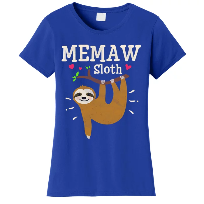 Funny Sloth Graphic Humor Zoo Animal Lovers Memaw Cute Gift Women's T-Shirt