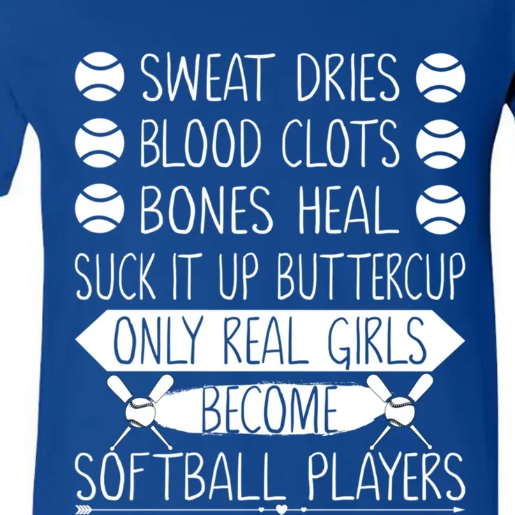 Funny Softball Gift Coach Player Dad Mom Son Cute Gift V-Neck T-Shirt