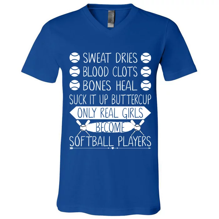 Funny Softball Gift Coach Player Dad Mom Son Cute Gift V-Neck T-Shirt