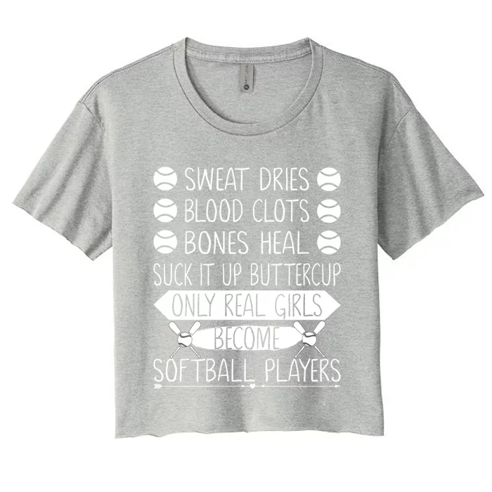 Funny Softball Gift Coach Player Dad Mom Son Cute Gift Women's Crop Top Tee