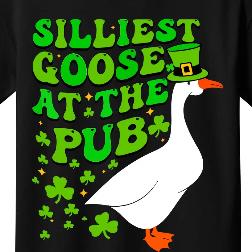 Funny Silliest Goose At The Pub Shamrock St Patricks Day Kids T-Shirt