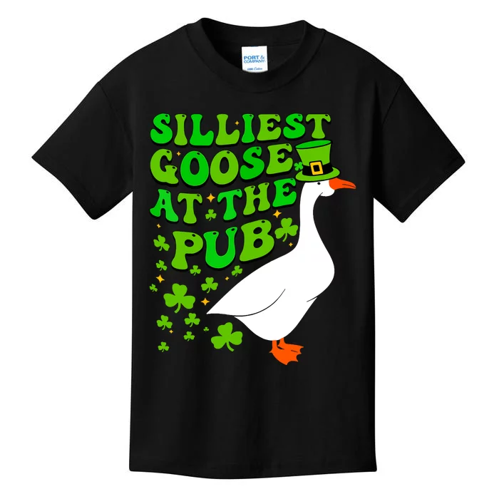 Funny Silliest Goose At The Pub Shamrock St Patricks Day Kids T-Shirt