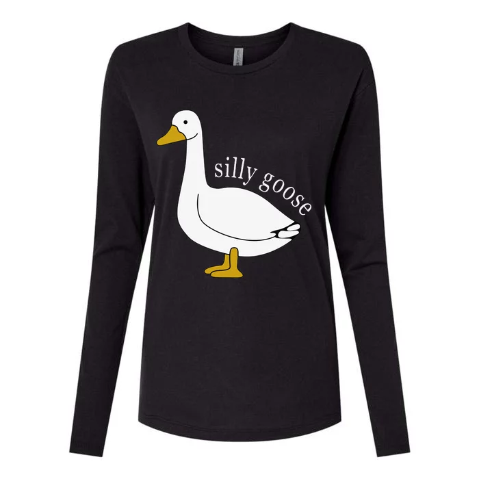 Funny Silly Goose Cute Goose Xmas Family Matching Clothing Womens Cotton Relaxed Long Sleeve T-Shirt