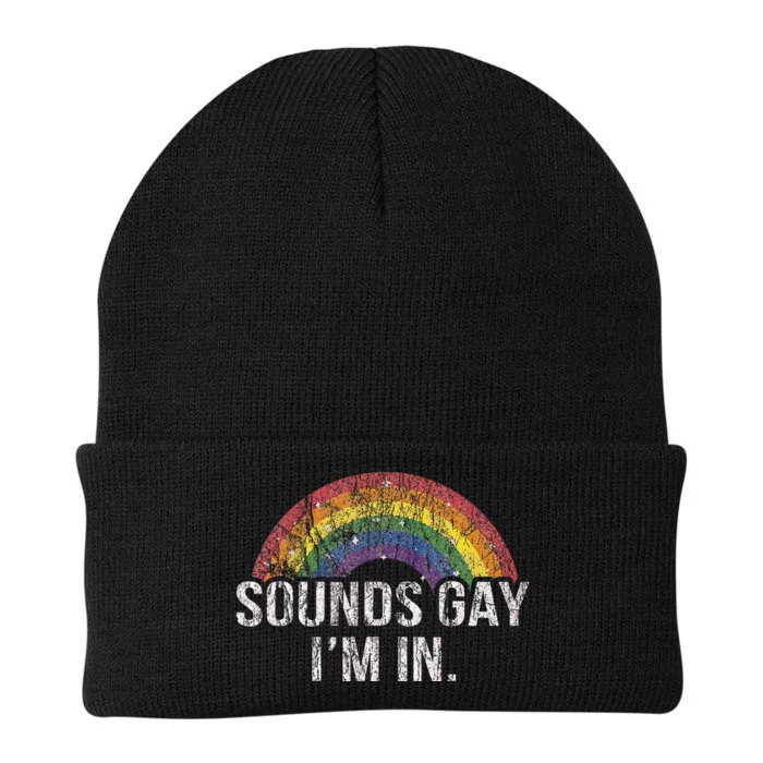 Funny Sounds Gay Im In With Rainbow Flag For Pride Month Knit Cap Winter Beanie