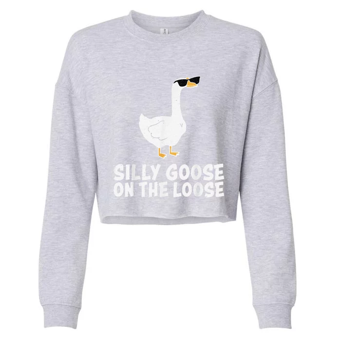 Funny Silly Goose On The Loose Cropped Pullover Crew