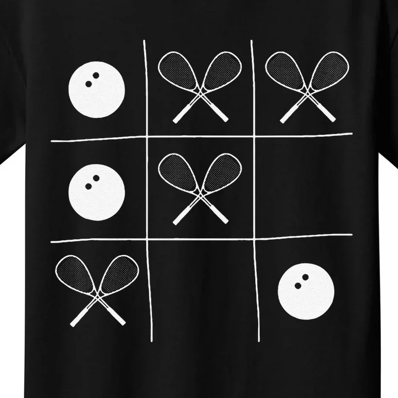 Funny Squash Gift – Noughts And Crosses Tictactoe Racket Kids T-Shirt