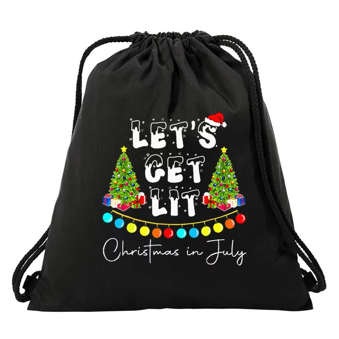 Festive Santa Hat with Christmas Tree Design Drawstring Bag