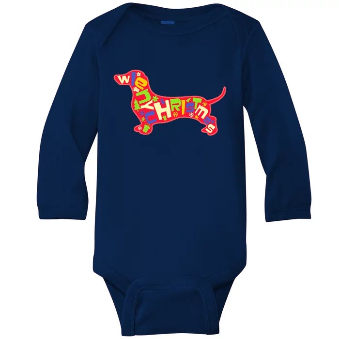 Funny Santa Hat Design Dachshund Christmas Meaningful Gift Baby Long Sleeve Bodysuit