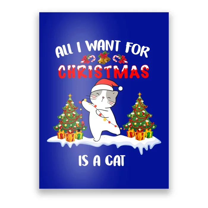 Funny Santa Hat All I Want For Christmas Is A Cat Great Gift Poster