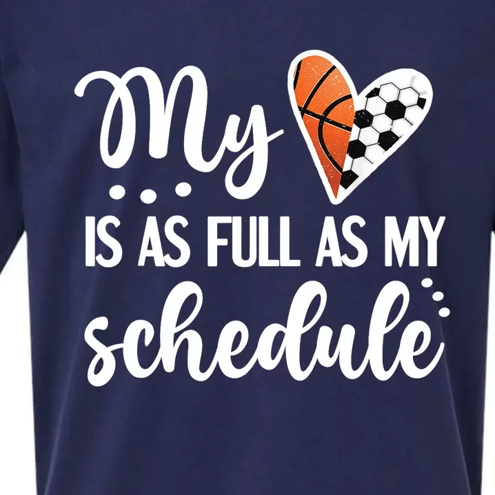 Full Schedule & Heart Proud Basketball Soccer Player Mom Sueded Cloud Jersey T-Shirt