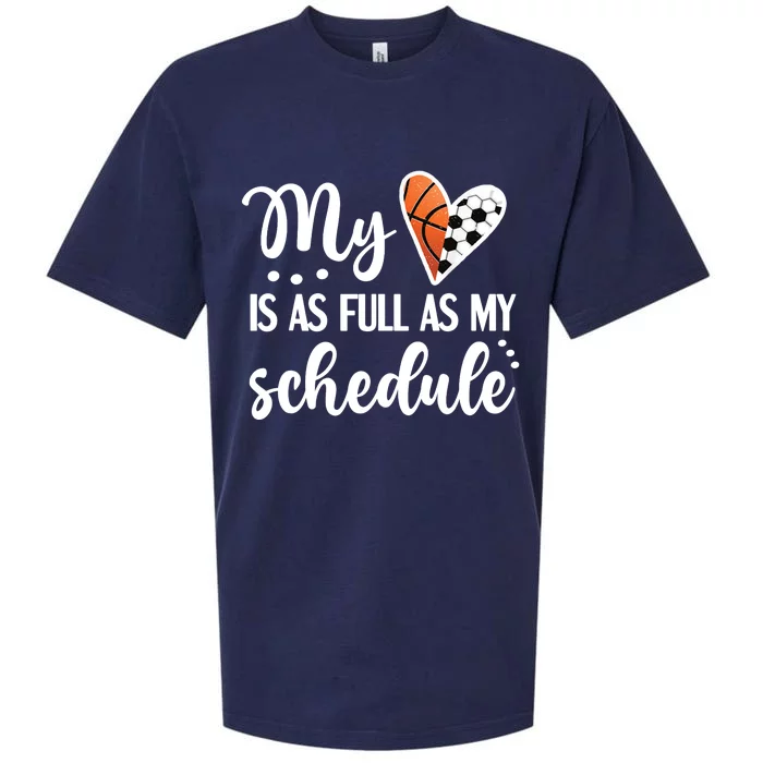 Full Schedule & Heart Proud Basketball Soccer Player Mom Sueded Cloud Jersey T-Shirt