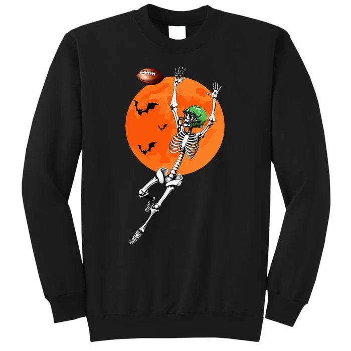 Football Skeleton Halloween Football Player Tall Sweatshirt