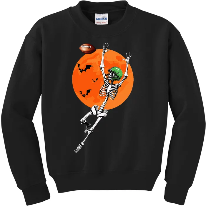 Football Skeleton Halloween Football Player Kids Sweatshirt