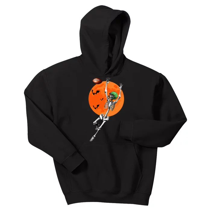 Football Skeleton Halloween Football Player Kids Hoodie