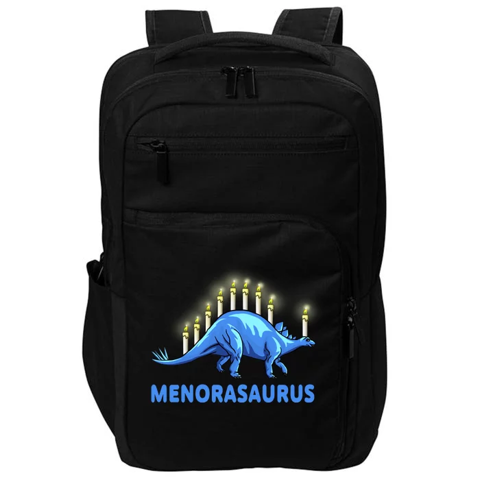 Funny Stegosaurus Hanukkah Dinosaur Menorah Dino Impact Tech Backpack