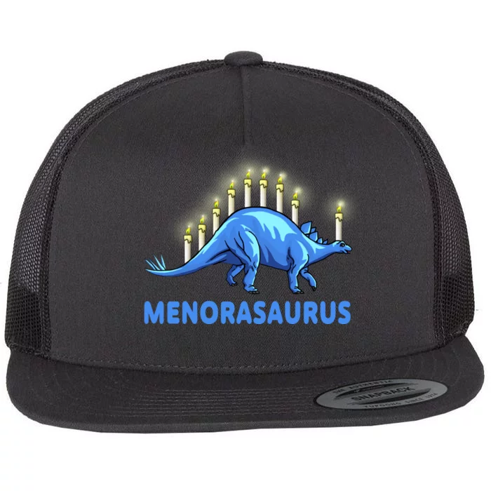 Funny Stegosaurus Hanukkah Dinosaur Menorah Dino Flat Bill Trucker Hat