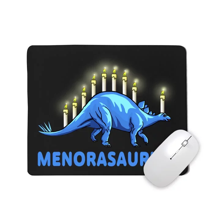 Funny Stegosaurus Hanukkah Dinosaur Menorah Dino Mousepad