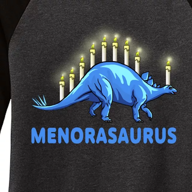 Funny Stegosaurus Hanukkah Dinosaur Menorah Dino Women's Tri-Blend 3/4-Sleeve Raglan Shirt