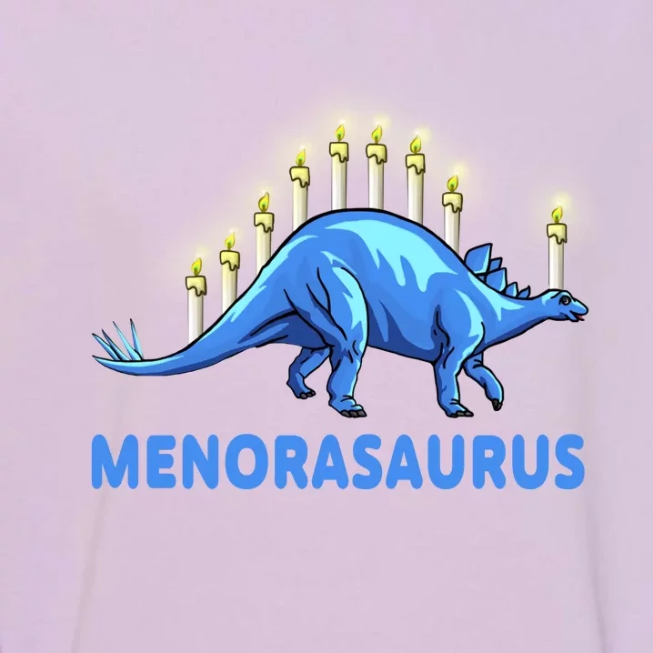 Funny Stegosaurus Hanukkah Dinosaur Menorah Dino Garment-Dyed Sweatshirt