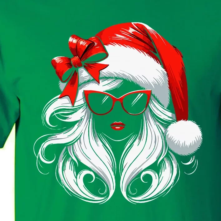 Female Santa Hat Sunglasses Grandma Mom Women Girl Christmas Tall T-Shirt