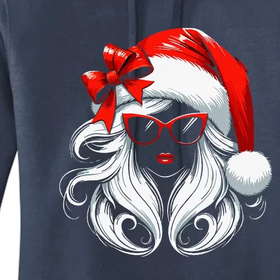 Female Santa Hat Sunglasses Grandma Mom Women Girl Christmas Women's Pullover Hoodie