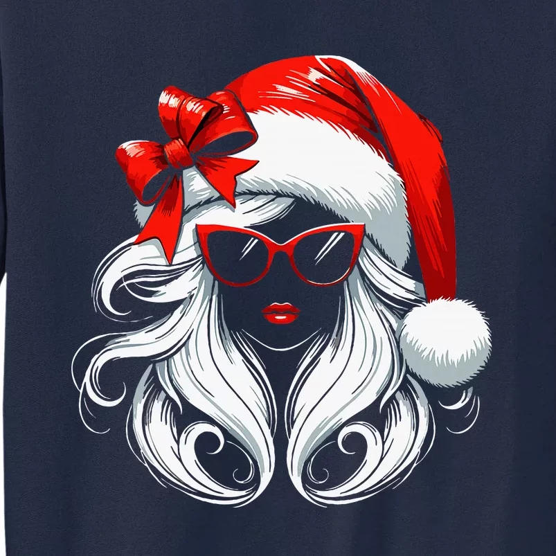 Female Santa Hat Sunglasses Grandma Mom Women Girl Christmas Tall Sweatshirt