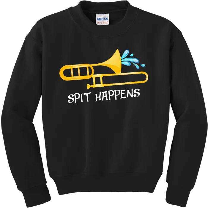 Funny Spit Happens Trombone Player Band Gift Accessories Kids Sweatshirt