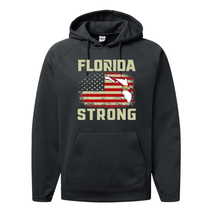 Florida Strong Hurricane Ian Support Florida Performance Fleece Hoodie