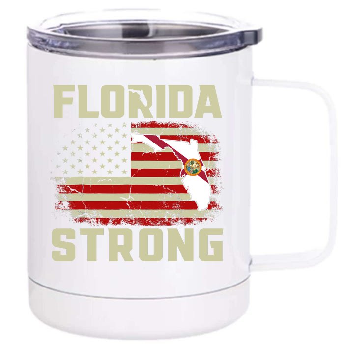 Florida Strong Hurricane Ian Support Florida Front & Back 12oz Stainless Steel Tumbler Cup