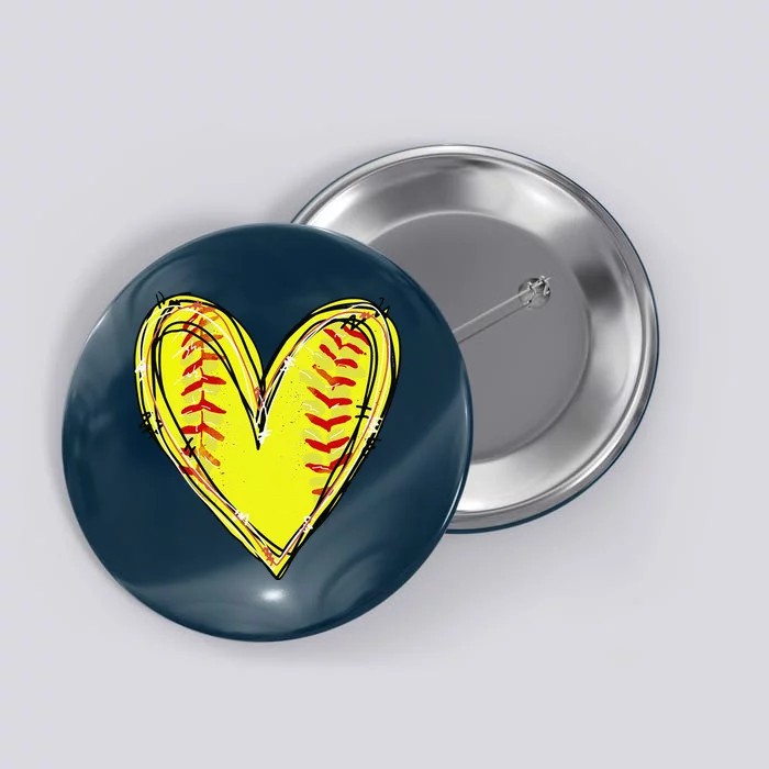 Funny Softball Heart Softball Game Day Softball Mom Lovers Gift Button