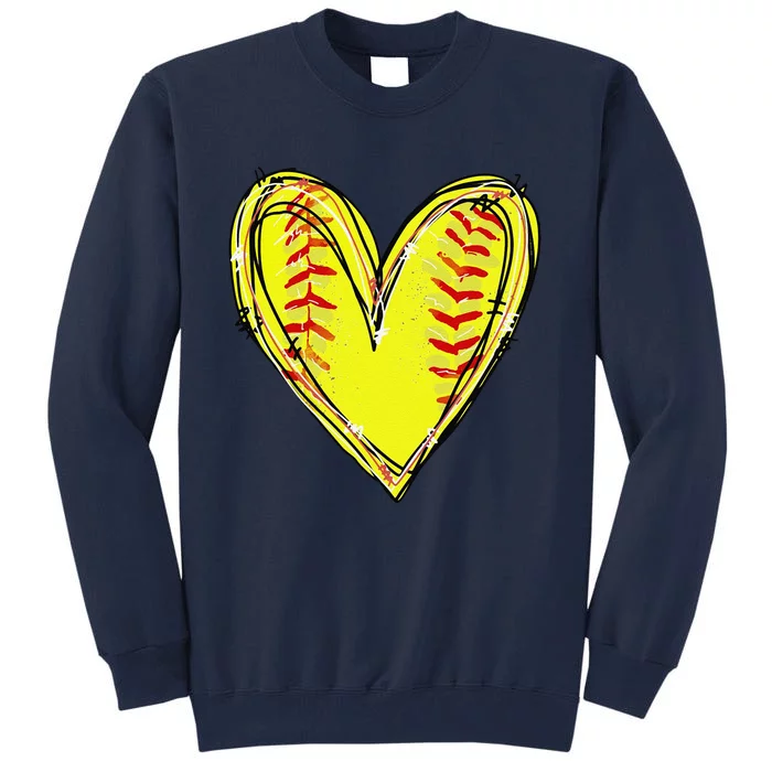 Funny Softball Heart Softball Game Day Softball Mom Lovers Gift Tall Sweatshirt