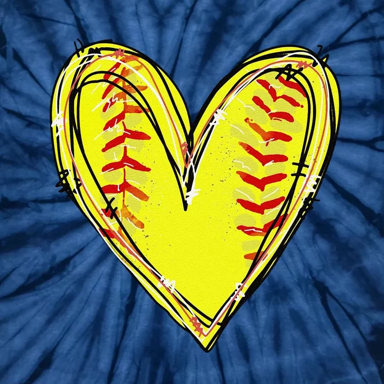 Funny Softball Heart Softball Game Day Softball Mom Lovers Gift Tie-Dye T-Shirt