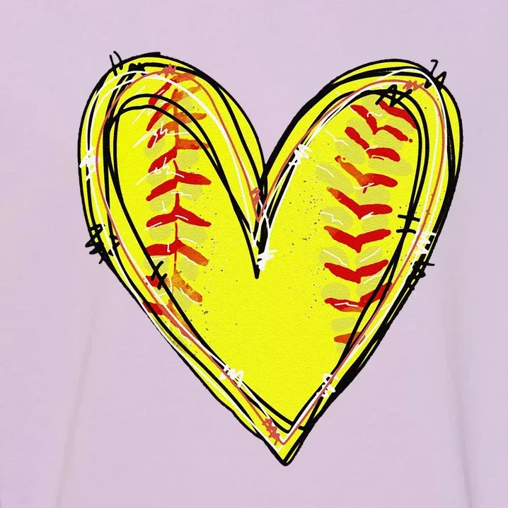 Funny Softball Heart Softball Game Day Softball Mom Lovers Gift Garment-Dyed Sweatshirt