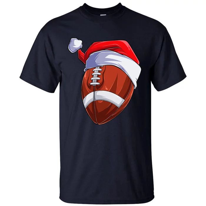 Football Santa Hat Christmas Pajama Cool Sport XMas Tall T-Shirt