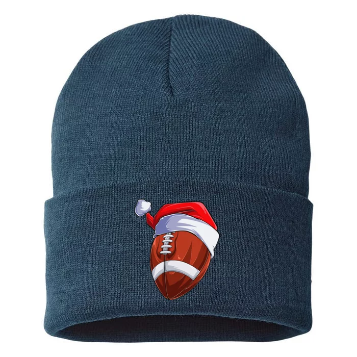 Football Santa Hat Christmas Pajama Cool Sport XMas Sustainable Knit Beanie