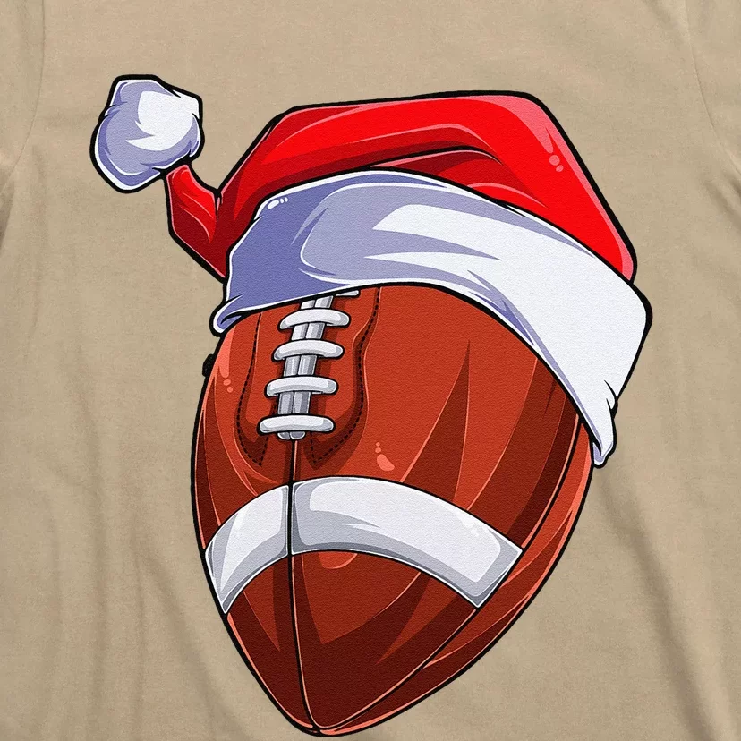 Football Santa Hat Christmas Pajama Cool Sport XMas T-Shirt