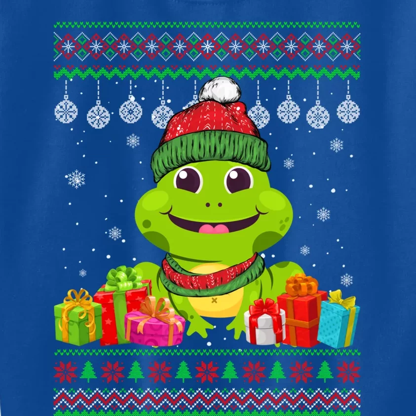 Frog Santa Hat Ugly Christmas Sweater Snowflake Animal Lover Gift Kids Sweatshirt