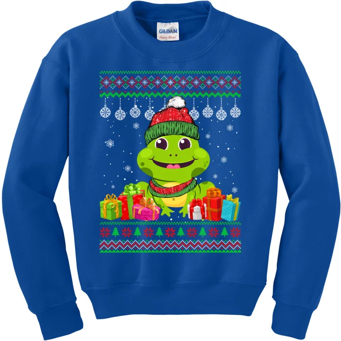 Frog Santa Hat Ugly Christmas Sweater Snowflake Animal Lover Gift Kids Sweatshirt