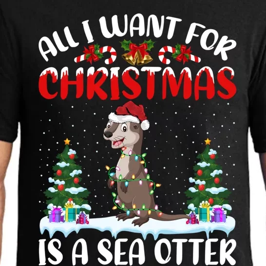 Funny Santa Hat All I Want For Christmas Is A Sea Otter Gift Pajama Set