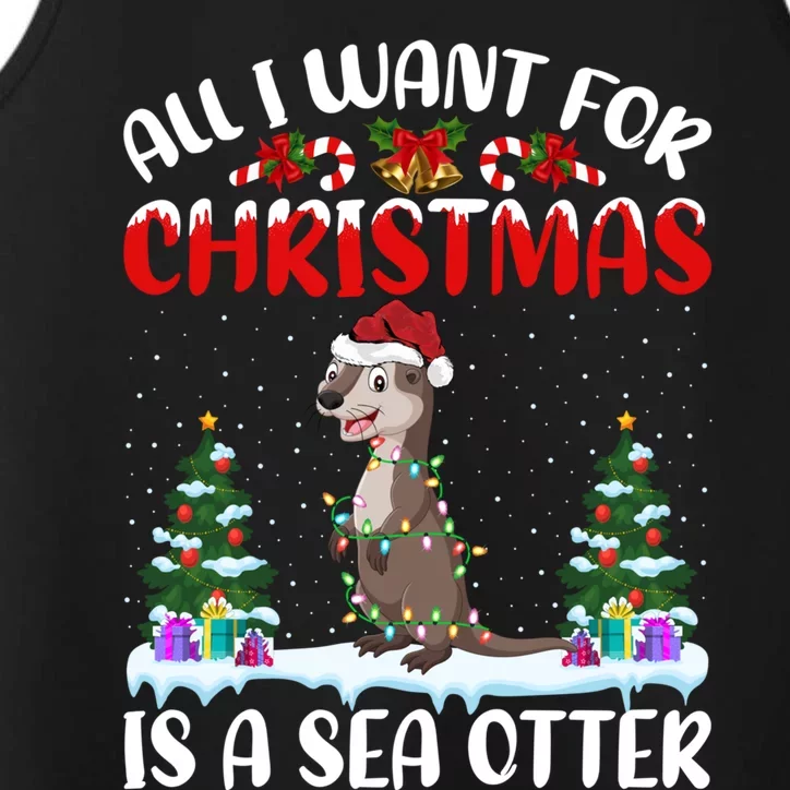 Funny Santa Hat All I Want For Christmas Is A Sea Otter Gift Performance Tank