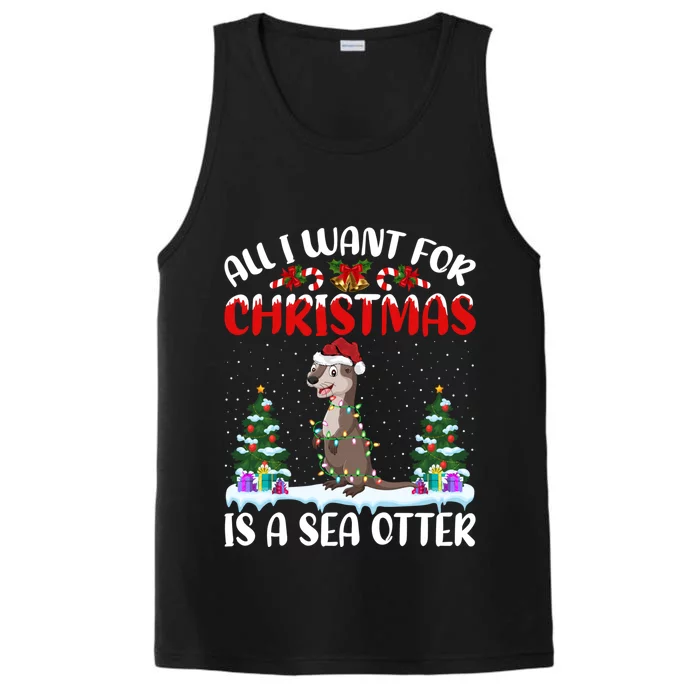 Funny Santa Hat All I Want For Christmas Is A Sea Otter Gift Performance Tank