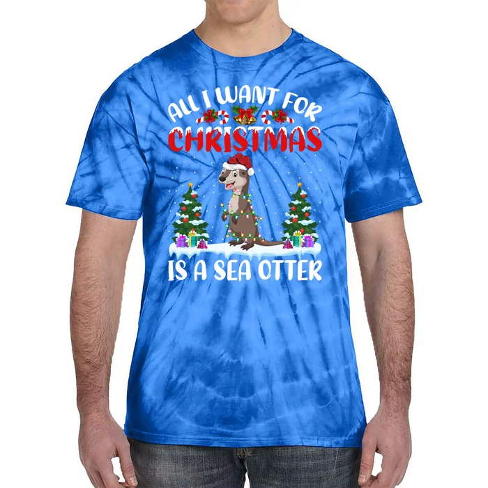 Funny Santa Hat All I Want For Christmas Is A Sea Otter Gift Tie-Dye T-Shirt