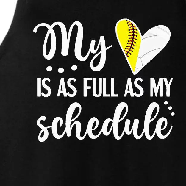 Full Schedule & Heart Proud Volleyball Softball Player Mom Ladies Tri-Blend Wicking Tank