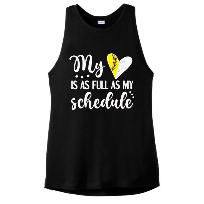 Full Schedule & Heart Proud Volleyball Softball Player Mom Ladies Tri-Blend Wicking Tank