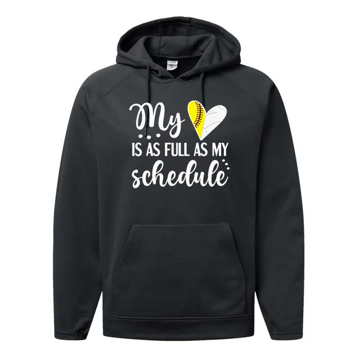 Full Schedule & Heart Proud Volleyball Softball Player Mom Performance Fleece Hoodie