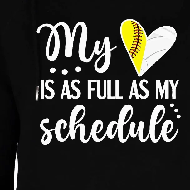 Full Schedule & Heart Proud Volleyball Softball Player Mom Womens Funnel Neck Pullover Hood