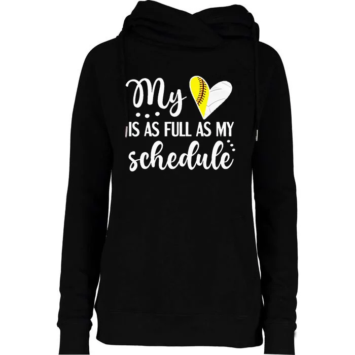 Full Schedule & Heart Proud Volleyball Softball Player Mom Womens Funnel Neck Pullover Hood